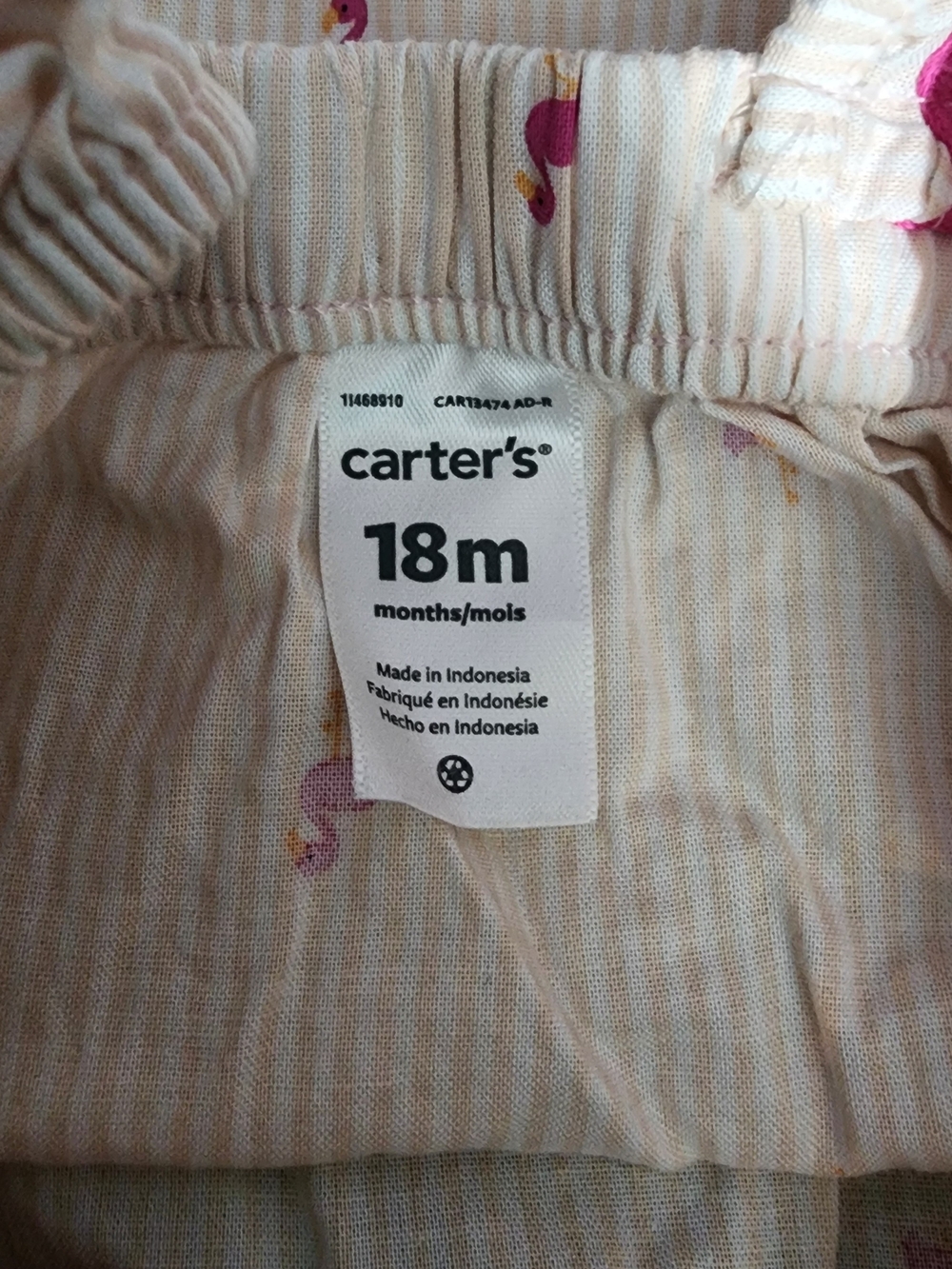 Carter's Cream Romper with Pink Flamingo Pattern - Picture 4 of 4